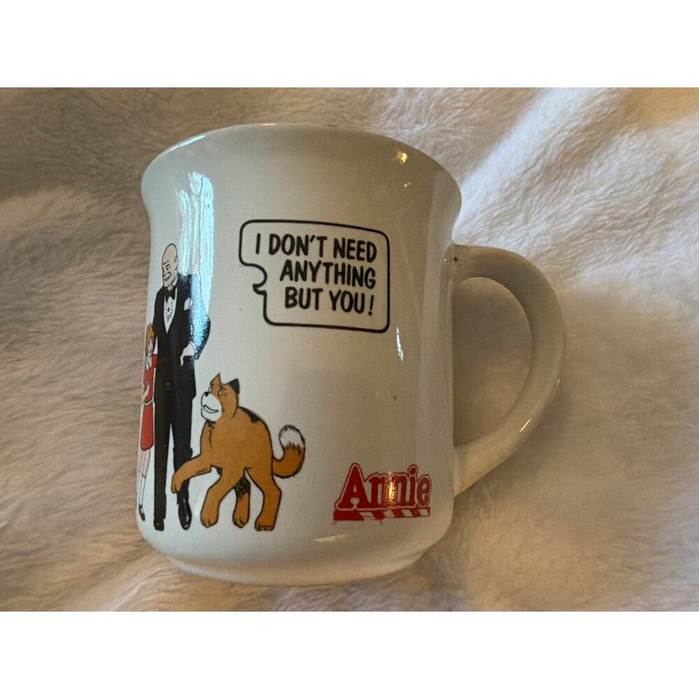 Vintage Annie Mug 1982 Applause Knickerbocker Daddy Warbucks Sandy Coffee Cup 80